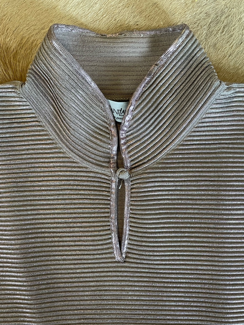Yves Saint Laurent Ribbed Metallic rib-knit Top in Lavender - Picture 3 of 5